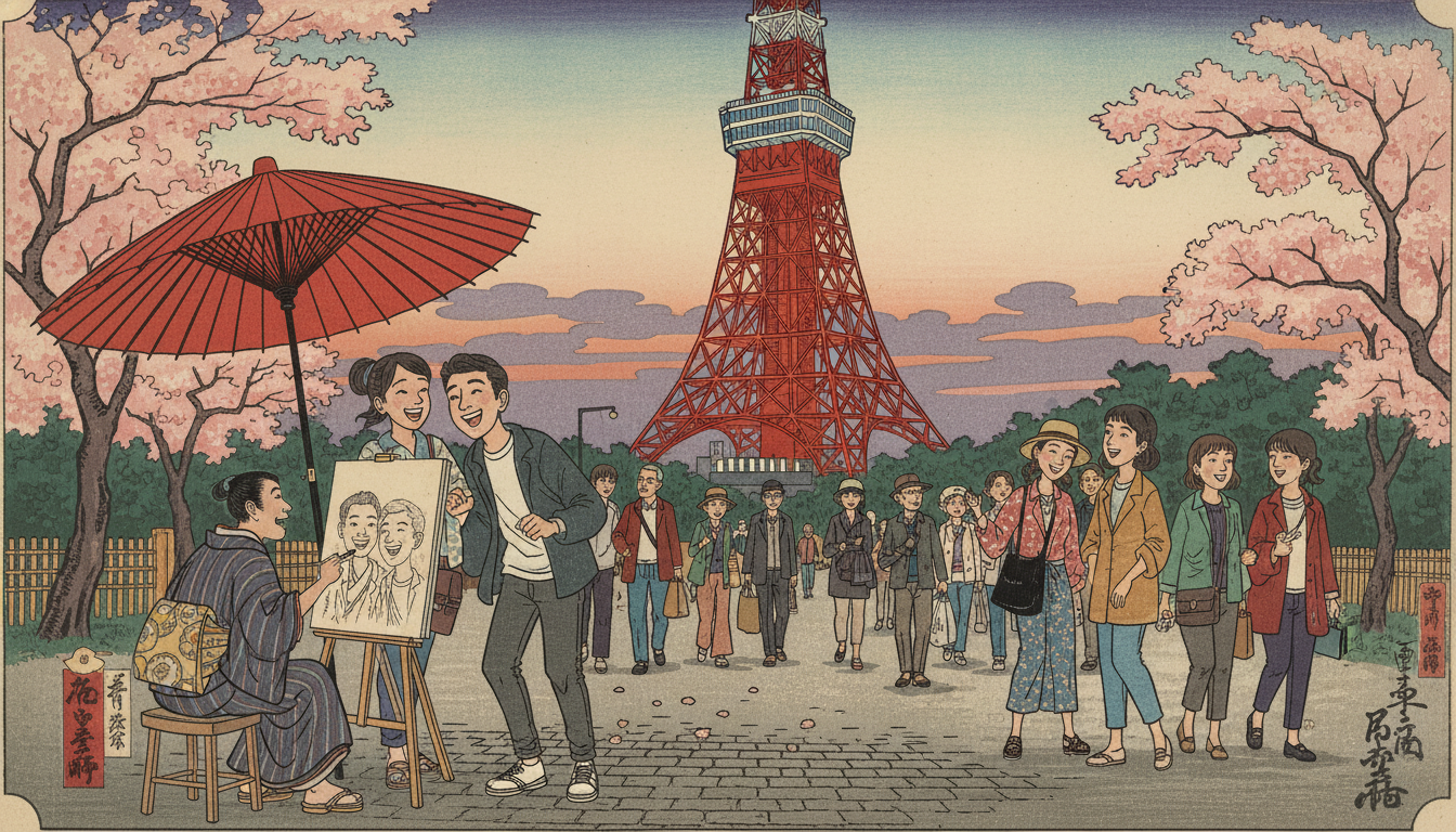 東京タワーの似顔絵は観光の思い出作りに最適