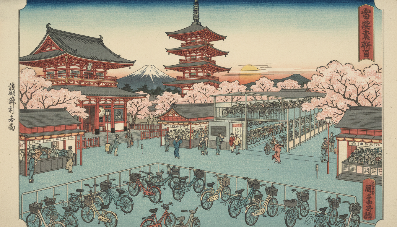 浅草寺の駐輪場は境内にはなく周辺施設を利用する