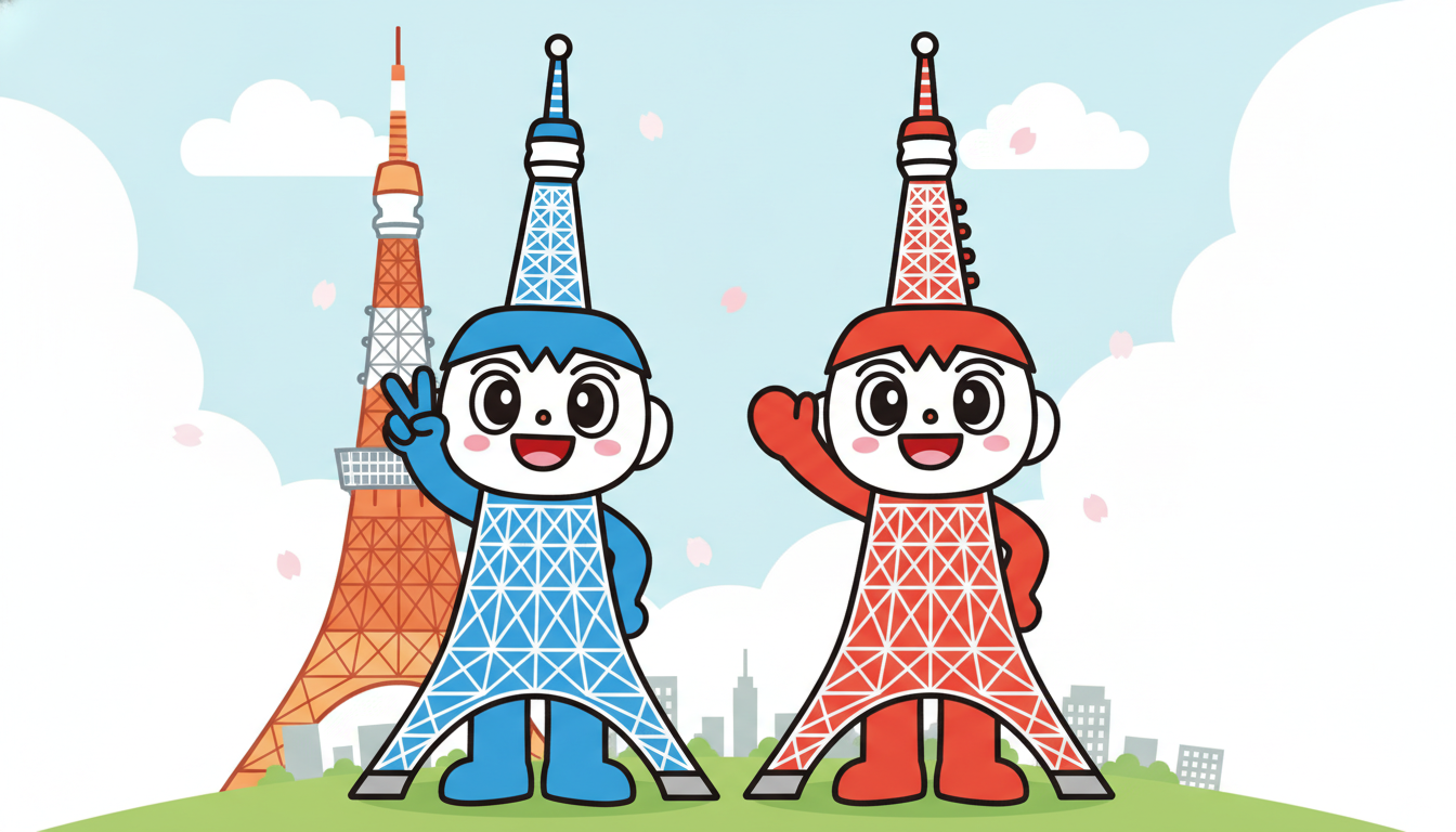 東京タワーのゆるキャラは「ノッポン兄弟」という双子のキャラクター