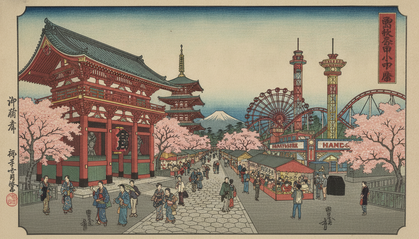 浅草寺と花やしきは徒歩5分の好立地で一緒に楽しめます