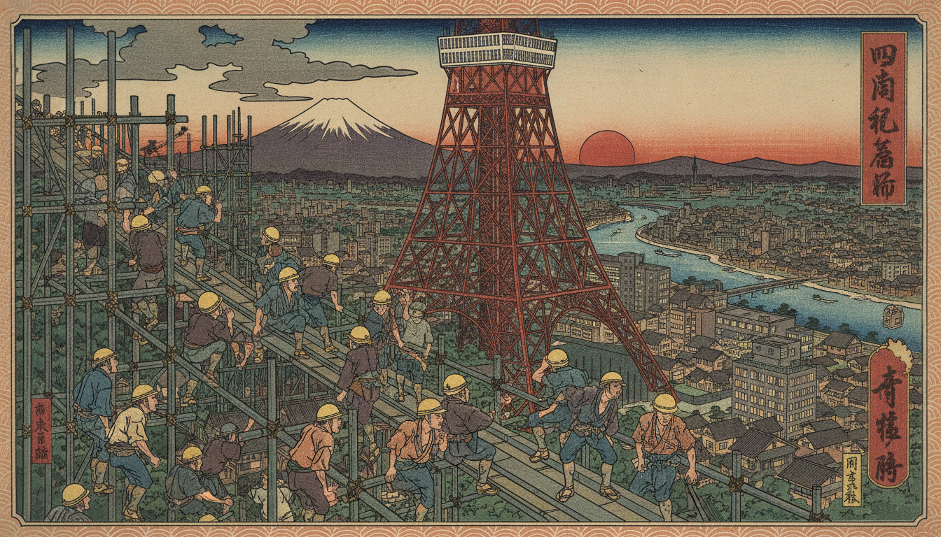 東京タワーの建設は1957年着工・1958年完成の超短工期プロジェクト