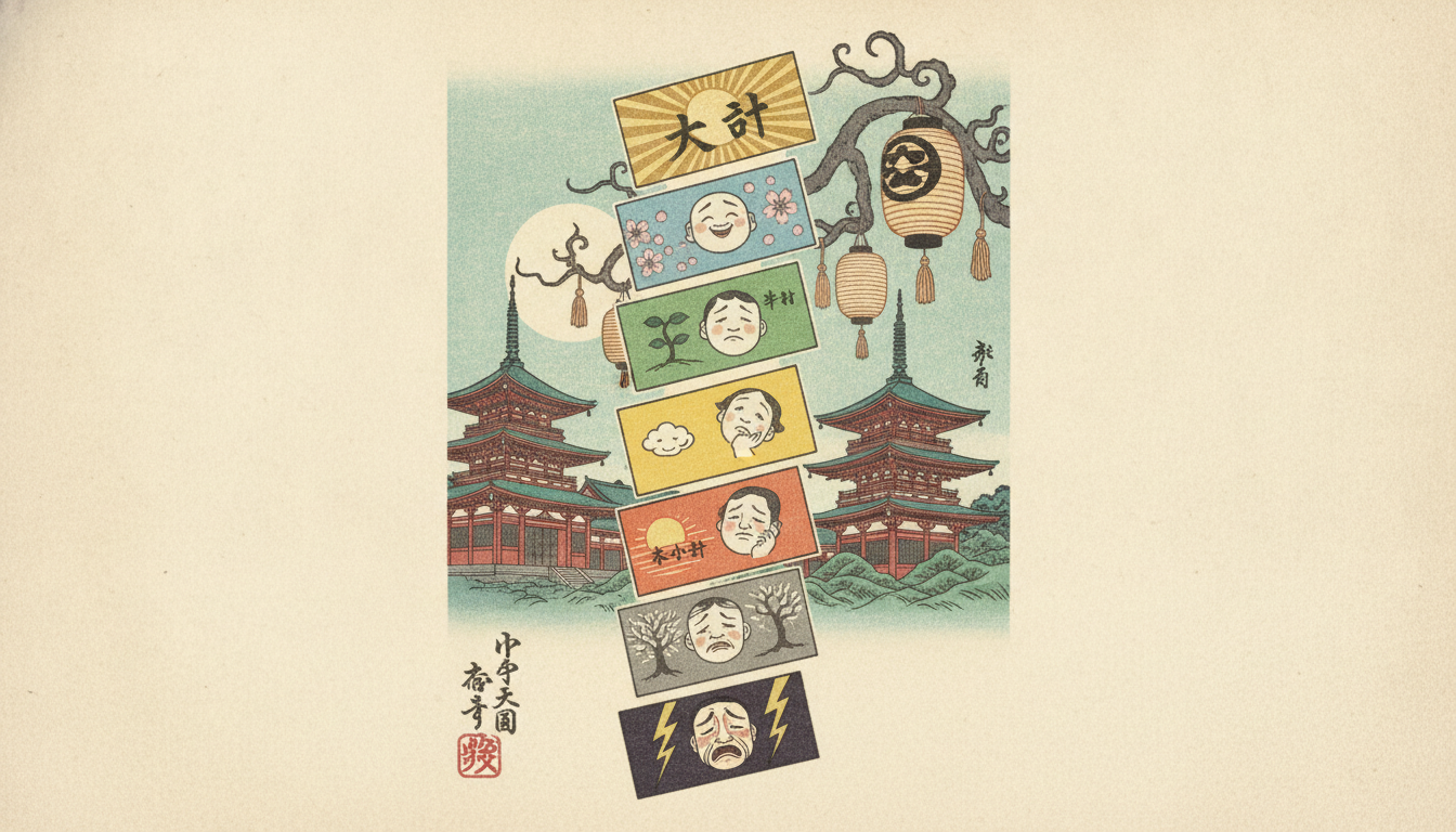 浅草寺のおみくじ順番は「大吉→吉→半吉→小吉→末小吉→末吉→凶」