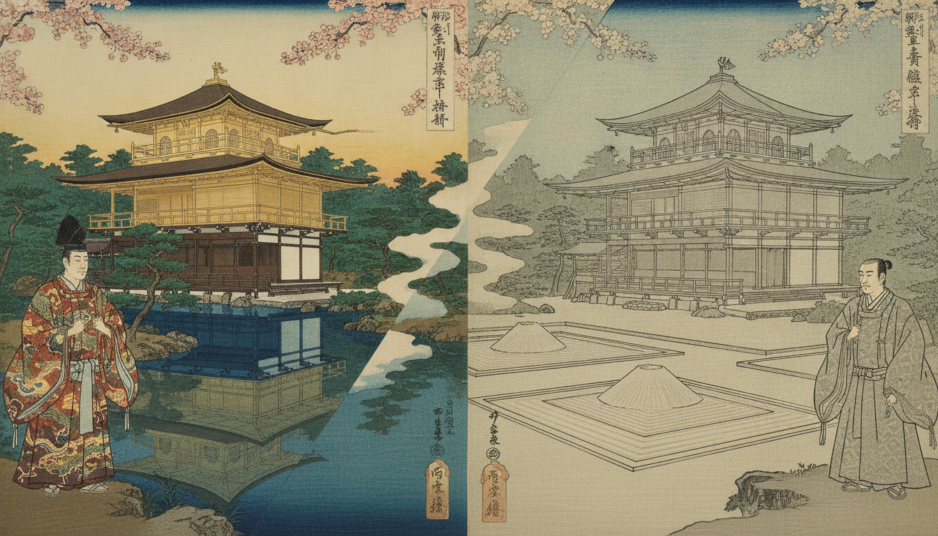 金閣寺を建てた人は足利義満、銀閣寺を建てた人は足利義政
