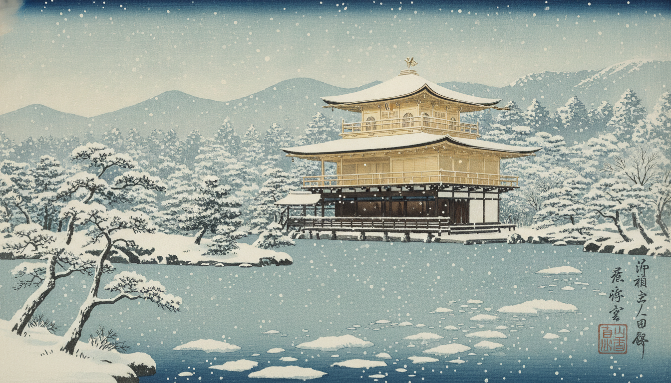金閣寺の冬は年に数回しか見られない貴重な雪景色が最大の魅力