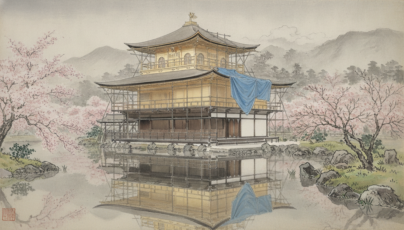 金閣寺の工事は2020年に18年ぶりの大規模修繕が実施されました