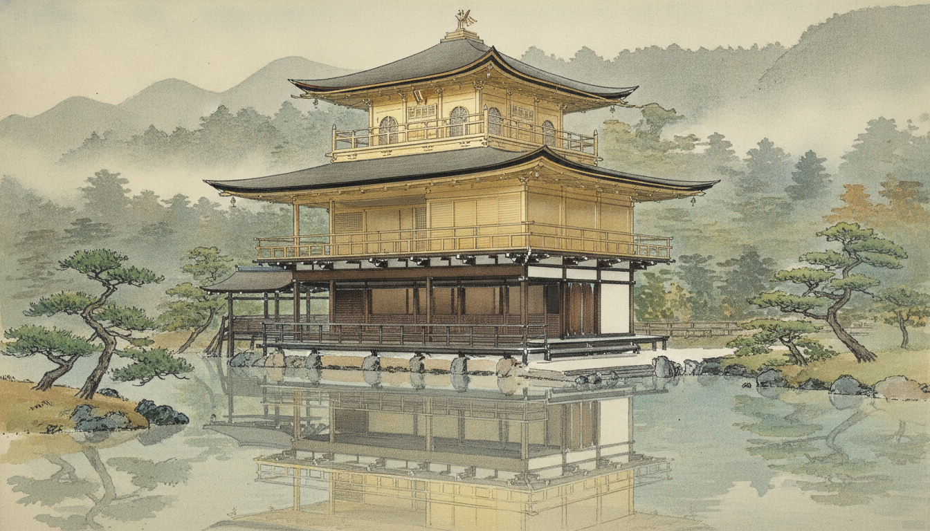 金閣寺は書院造そのものではなく第二層に書院造の要素を含む複合建築