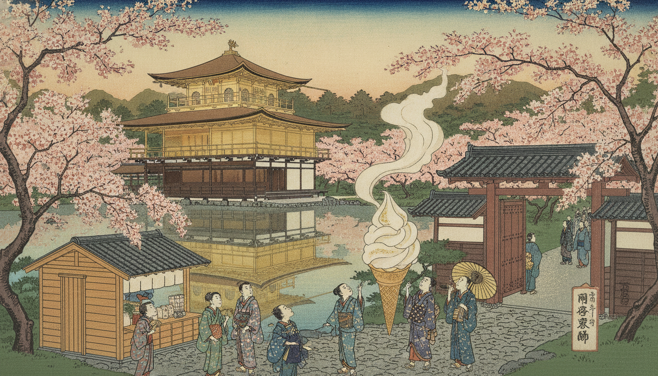 金閣寺のソフトクリームは門前エリアの専門店で味わえます