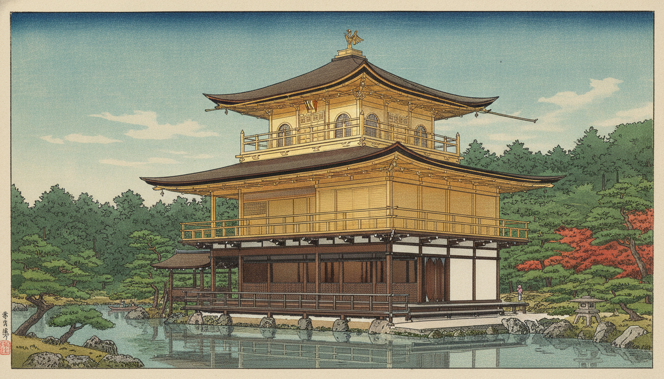 金閣寺の作りは三層それぞれで異なる建築様式を持つ