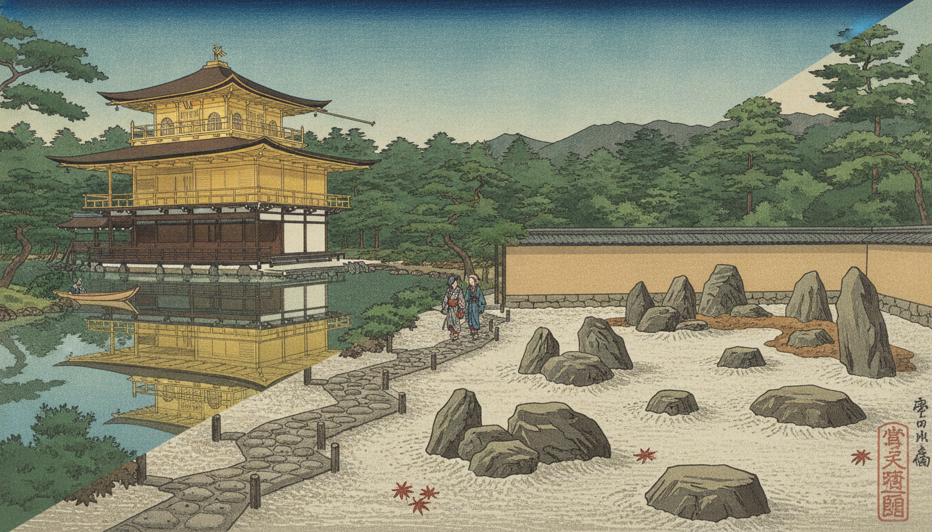 金閣寺と龍安寺は徒歩約20分で巡れる世界遺産の名コンビ